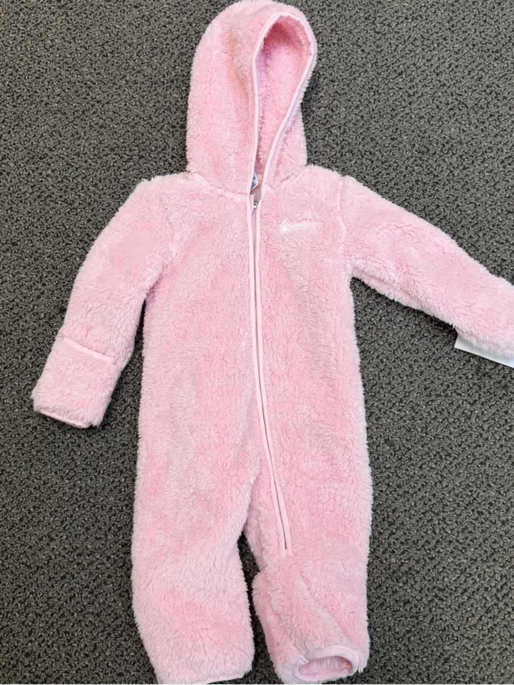 Nike infant pink hooded sherpa coverall 6m